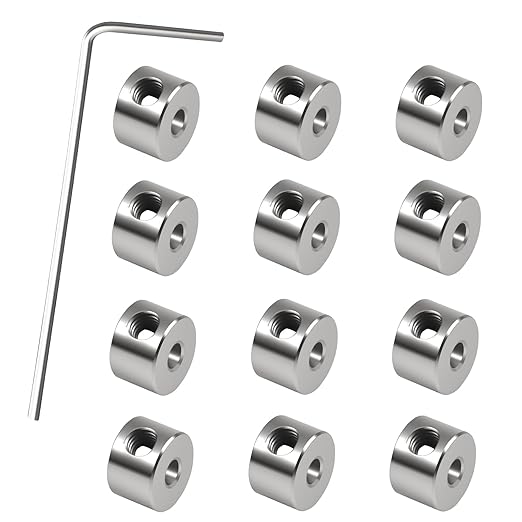 12pcs Set Screw Collars 3.05mm Bore Shaft Collars Screw Style, 8mm OD, 5mm Width, Landing Gear Collar Wheel Stopper for Automotive and Industrial Use