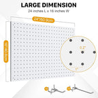 Peg Board, 3 Pack Metal Pegboard Panels White Pegboards Wall Organizer with Frame Large Heavy Duty Peg Board with Hooks for Walls Home, Garage Tool Storage, Office, Craft Room, Kitchen 24”×16”