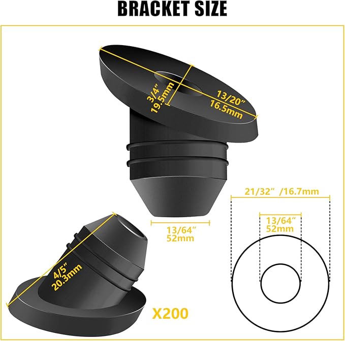 100Pack 30 Degree Angle Rubber Cable Railing Grommets for 1/8" 5/32" 3/16" Cables for Wood/Metal Cable Railing Posts, 1/8" Slant line Cable Railing Grommet,Cable Railing kit for Metal Posts