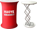 Custom Portable Tradeshow Podium Table Exhibition Counter Stand Booth,Hydraulic lift, Luminescent, Light box(Circular)