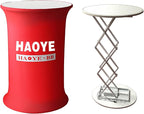 Custom Portable Tradeshow Podium Table Exhibition Counter Stand Booth,Hydraulic lift, Luminescent, Light box(Circular)