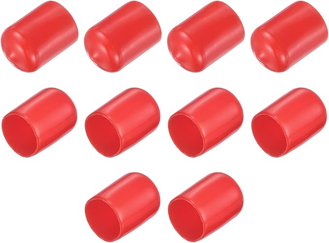 uxcell 10pcs Rubber End Caps 15.5mm ID Vinyl Round End Cap Cover Screw Thread Protector Red