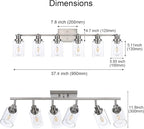 6 Light Track Lighting Kit Brushed Nickel Kitchen Track Lighting Fixtures Ceiling Mount Bathroom Vanity Wall Scones Light Fixture with Clear Glass, Rotatable Spotlight for Kitchen Shop Hallway