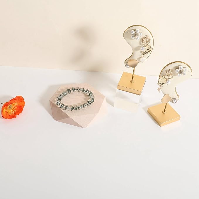 GemeShou single maple Jewelry display Tray for selling, Wooden hexagon display riser for jewelry, Jewelry retail shop display stand, photography props【maple Hexagon single Large】