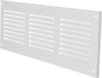 Repa Market 12x4 Inch Air Vent Cover/White Galvanized Steel Louvered Grill Cover with Mesh Screen/Wall or Ceiling Vent/Durable Flush Mount HVAC Register for Indoor and Outdoor Ventilation