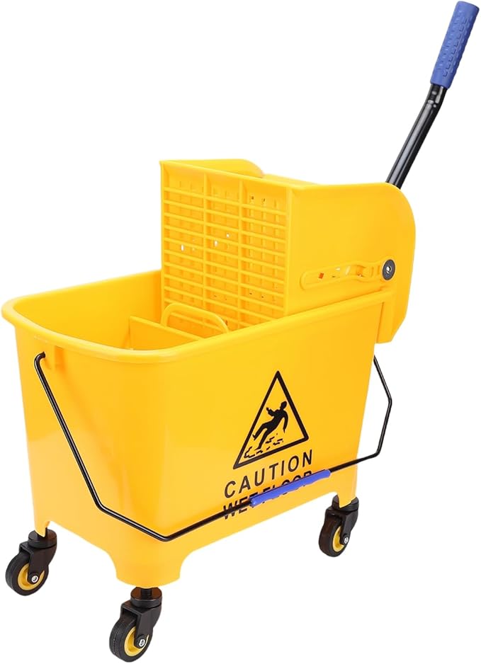 Diydeg Commercial Mop Bucket, 20L Heavy Duty Mop Buckets with Side Press Wringer, Wheels and Handle, Efficient Sturdy Industrial Mop Buckets for Floor Cleaning and Mopping