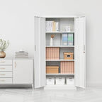 Metal Storage Cabinet, 72 Inch Tall Metal Storage Cabinet with Doors and Shelves, Pantry Cabinets for Kitchen Storage, Garage Cabinet for Living, Dining Room, Assemble Required.
