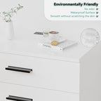 Dresser with Power Outlets Wooden 4 Drawer Dresser with USB and Type C Port Chest of Drawers for Bedroom Tall White Organizer Storage for Living Room Hallway Closet