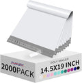 Fuxury 2000 Pcs 14.5x19" Poly Mailers,Waterproof Mailing Envelopes for Clothing, Strong Adhesive Poly Shipping Postage Bags for Small Business(White)