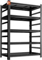 Garage Shelving Units, Heavy Duty 5-Tier Storage Shelves, Metal Adjustable Storage Rack, Steel Shelves, 2750 lbs Capacity, Industrial Shelving for Heavy Tools (Black, 24"Dx47"Wx77"H, 5-tier)
