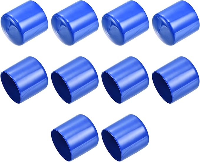 uxcell 10pcs Rubber End Caps 45mm(1 3/4") ID Vinyl Round End Cap Cover Screw Thread Protectors Blue