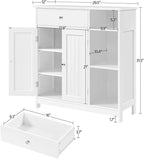 Yaheetech Bathroom Floor Cabinet, Kitchen Freestanding Storage Organizer, Large Side Cabinet with Doors, Drawer & Adjustable Shelves for Living Room, Entryway, 12" D x 29.5" W x 31.5" H, White