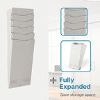 Flexzion Time Card Holder Wall Mount Rack 5 Pocket Slots Expandable Stacking Compatible with 7" inch Cards Pyramid Series 2000 6000 Attendance Payroll Recorder for Office Punch In Clock Out (Beige)