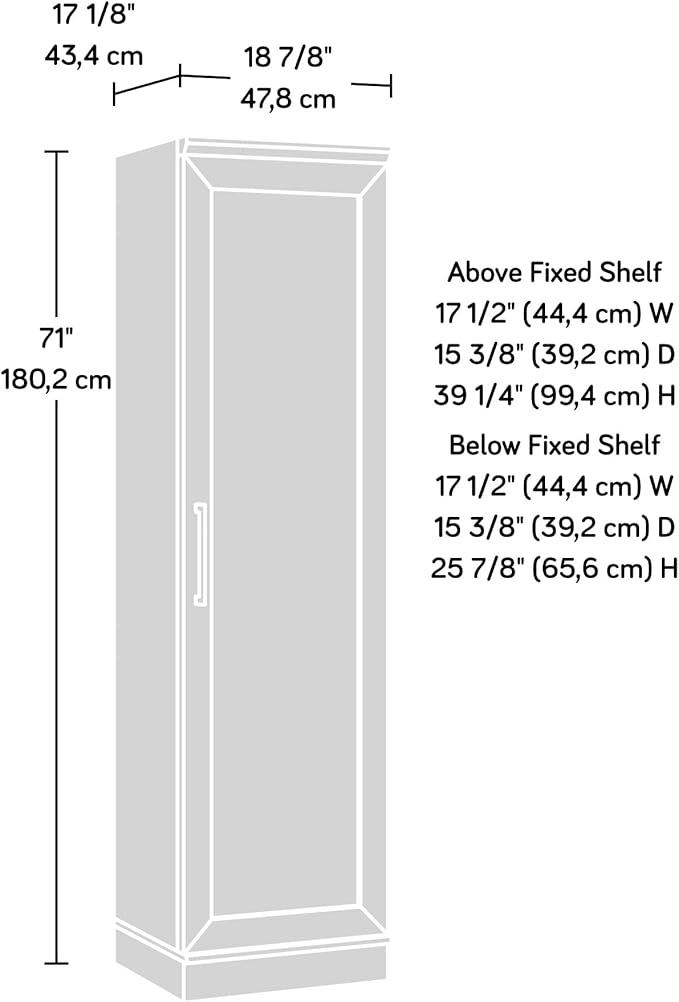 Sauder HomePlus Narrow Pantry Storage Cabinet Slim Single Door with Adjustable Shelves, Kitchen Laundry Bathroom Storage Cabinet, in Soft White