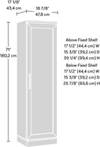 Sauder HomePlus Narrow Pantry Storage Cabinet Slim Single Door with Adjustable Shelves, Kitchen Laundry Bathroom Storage Cabinet, in Soft White