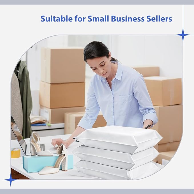 Fuxury 500 Pack 17.7x22" White Large Poly Mailers Bulk,Waterproof Mailing Envelopes for Clothing,XL Strong Adhesive Self Seal Poly Shipping Bags for Postage Return Books Small Business