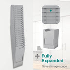 Flexzion Time Card Holder Wall Mount Expandable Time Clock Rack Single Row 20 Slot Rack Card Holder for 7 x 4.6-Inch Timesheets for Attendance Payroll Employee Assignment in Out Timecard Rack, Gray