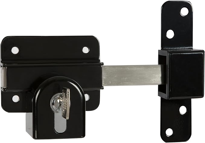 GateMate Long Throw Gate Lock 1490136, Euro Profile Keyed Alike Gate Lock for Sheds, Gates & Garage Doors, Keyed Both Sides, 316 Stainless Steel, for Wooden Gates & Doors Up to 2 ¾” (70mm), 5 Keys