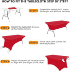 SEPARO 2 Pack 4 Ft Red Table Cover Fitted Rectangular Tablecloth Stretchable Fabric Table Cloth 4 ft Wrinkle-Free for Party Tradeshows Banquet Weddings Cocktail