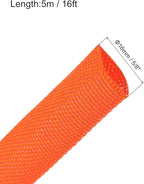 MECCANIXITY Braided Cable Sleeves Heat Shrinkable Fabric Sleeving, 5/8" 16ft Orange 2:1 Ratio Heat Shrinkable Cord Protector for Harness Cable, Network Cable Protection, Cable Management