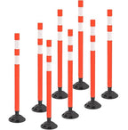 BESEA 8PCS 36" Traffic Delineator Posts with Detachable Base & High-Visibility Reflective Collars,Orange Flexible Safety Cones for Driveway, Parking Lot, Roadway, and Work Zone