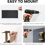 Pegboard, Metal Peg Board, Pegboards Wall Organizer with 57 Pcs Hooks, Sturdy Peg Board for Garage Tool Organization, Home & Office Wall Decoration (Black, 3 Pack)