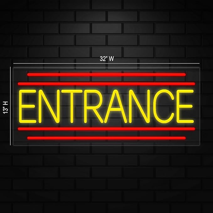 Entrance Neon Sign for Retail Displays | Value priced LED Flex Neon | Electronic Light Up LED Sign for Windows/Walls | 32"W x 13"H x 1"D