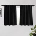 KGORGE Small Window Curtains Blackout, Privacy Thermal Insulating Energy Saving Noise-Reducing Room Darkening Cabinet Tier Curtains for Bedroom Kitchen Office, W34 x L45 inches, Black, 2 Panels