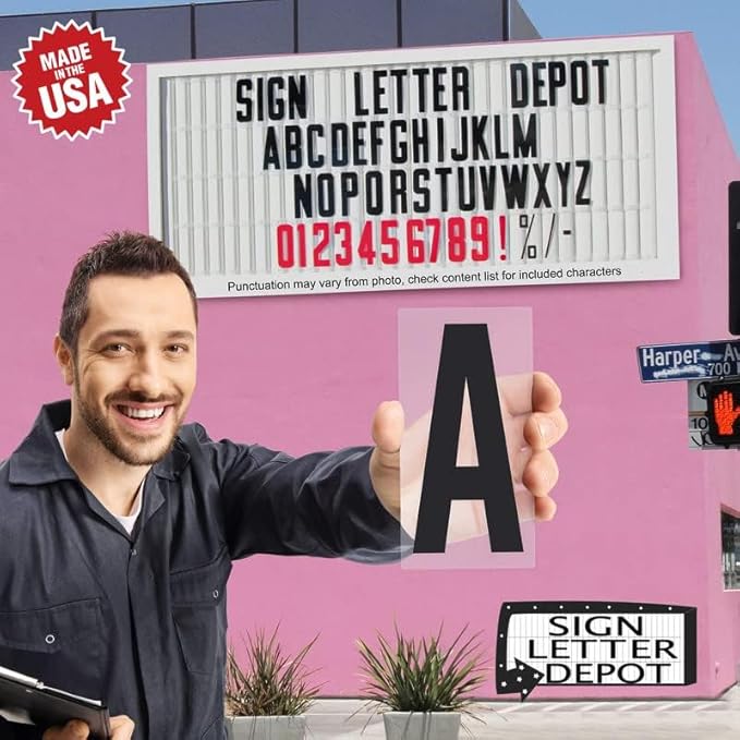 Marquee Letters, Flexible Outdoor Sign Letters for Changeable Portable Roadside Sign, Condensed Helvetica Font, 8 Inch Letter, 9 Inch Panel, 300 pc set