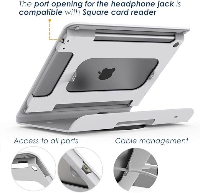 Tablet Stand for Desk Compatible with 10.2" iPad 7 8 9, All Metal, 360 Swivel Base, Anti Theft Tablet Retail Stand - BSC102WT