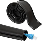 MECCANIXITY 10ft Cable Management Sleeve, 1 3/8 Inch ID Flexible Cord Wires Hider Cover Insulation Snap-fit Protector for Substation, High-Voltage Electrical Networks, Black