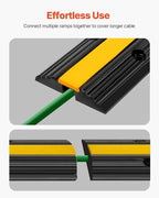 VEVOR 4 Pack of 1-Channel Rubber Cable Protector Ramps Heavy Duty 22046Lbs Load Capacity Cable Wire Cord Cover Ramp Speed Bump Driveway Hose Cable Ramp Protective Cover