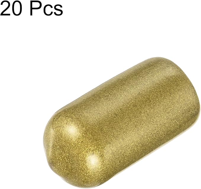 uxcell 20pcs Rubber End Caps 10mm ID Vinyl Round Tube Bolt Cap Cover Thread Protectors Gold