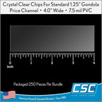 Clip Strip Corp. Price/Data Channel Label Holder Chips, Clear Plastic Tags, 4" L x 1.25" H, 7.5 Mil Thick, Gondola Shelf Edge, Reusable, Made for Point of Purchase Shelf Molding (1000)
