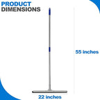 Floor Squeegee Scrubber 55inch Long Stainless Steel Handle with 22inch Wide Silicon Rubber Blade - Perfect Squeegee Broom for Floor Washing and Drying Shower Glass, Marble, Wood Surfaces