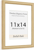 Natural Oak 11x14 Picture Frames Mat to 8x10 Picture Display,Original Wood Handcrafted Diploma Frame,Wooden Frame 11x14 with Tempered Glass Graduation Family Wedding Certificate Photo Wall Mounted