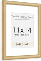 Natural Oak 11x14 Picture Frames Mat to 8x10 Picture Display,Original Wood Handcrafted Diploma Frame,Wooden Frame 11x14 with Tempered Glass Graduation Family Wedding Certificate Photo Wall Mounted