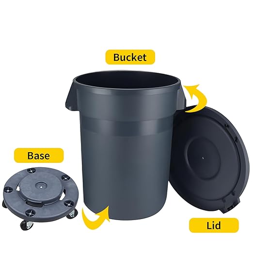 32 Gallon Outdoor Trash Can with Lid and Wheel, Sturdy Handle Rolling Trash Can for Outdoor, Garage, Backyard and Patio