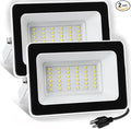 UFOND 3000 Lumen LED Flood Lights, Outdoor Waterproof Security Lights, 30W Floodlight with Plug, Adjustable Heads (2 Pack)