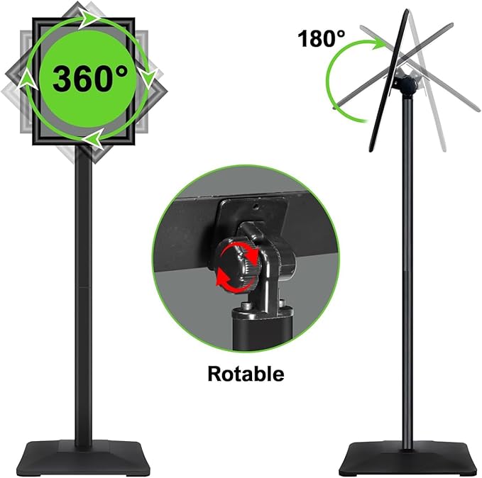 Heavy Duty Adjustable Pedestal Poster Sign Stand, 8.5x11 Aluminum Open Floor Standing Sign Holder for Vertical and Horizontal View Display (8.5x11,Black)