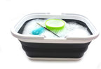 SAMMART 15.5L (4.1 Gallons) Collapsible Tub with Handle - Portable Outdoor Picnic Basket/Crate - Foldable Shopping Bag - Space Saving Storage Container (Black)
