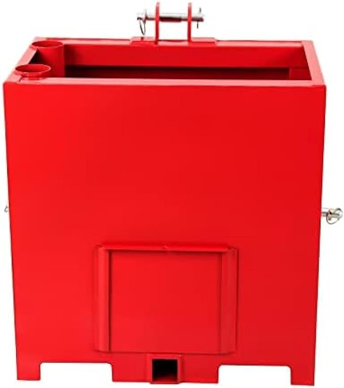 3 Point Hitch Ballast Box, 800 Lbs Tractor Ballast Box with 2'' Quick Hitch Receiver for 3 Point Category 1 Tractors, Loaders and Skid Steers,Red
