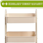 AGTEK 3-Tier Rolling Carts with Wheels, Rolling Utility Cart with Iron Frame for Kitchen, Plastic Shelves, Living Room, Office, Beige