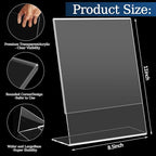 12 Pack 8.5x11 Inch Acrylic Sign Holder Clear Plastic Table Paper Display Stand L-Shape Vertical Menu Holder Stand Picture Photo Flyer Display Stand for Desktop Flyers, Documents, Office, Restaurants
