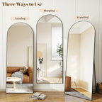 Koonmi 35"x78" Arched Full Length Mirror, Black Large Floor Mirror with Aluminum Alloy Frame Standing Hanging or Leaning Wall-Mounted Mirror for Living Room and Bedroom