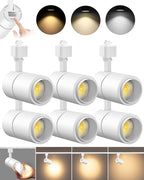 VANoopee 3-Color Zoomable 20W LED Track Lighting Heads H Type Track Light Heads Dimmable Bright Ceiling Spotlight Fixtures for Kitchen, 3000K 4000K 5000K Adjustable, CRI90+ 15°-60° 2000lm White 6 Pack