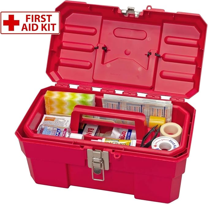 Akro-Mils 09514 ProBox Plastic Toolbox with Removable Tray for Tools, Hobby or Craft Storage, 14-Inch x 8-Inch x 8-Inch, Red