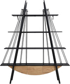Boat-Shaped Bookshelf, 4 Tier Ladder Bookcase with Drawer 84.3" Tall Bookshelves for Storage Display Decor Easy Assembly Bookcase Furniture for Bedroom, Living Room and Home Office