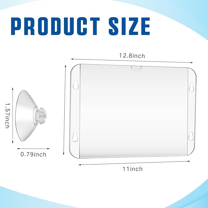 Handepo 8 Pcs Acrylic Window Sign Holder with Suction Cup 8.5 x 11 Inches Clear Acrylic Frames Bulk Glass Window Wall Mount Frames Advertising Signage Sign Holder for Mall Restaurant Store Office