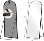57"x20" Full Length Mirror with Stand, Shatterproof Arched Floor Mirror, Aluminum Alloy Thin Frame - Freestanding/Leaning/Wall Mount for Bedroom, Living Room & Entryway (Black)